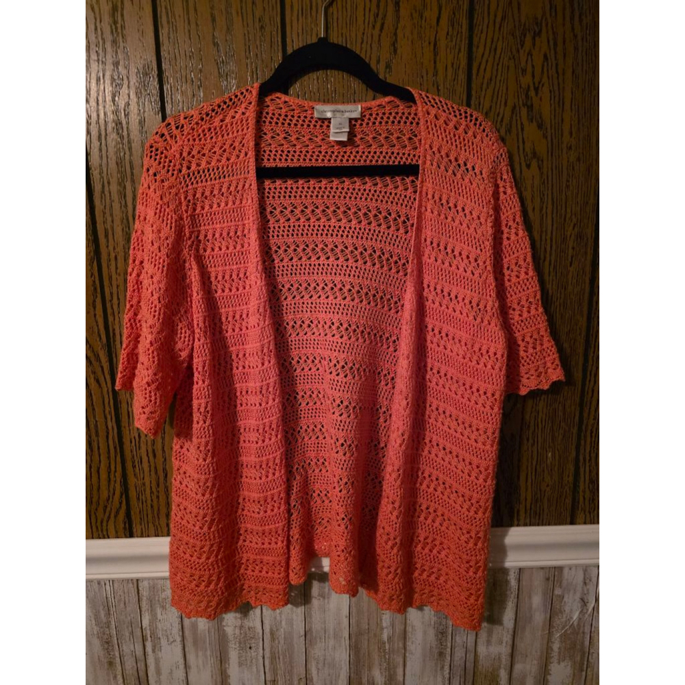 Women's Christopher & Banks Coral Open Knit Cardigan XL - Picture 4 of 4